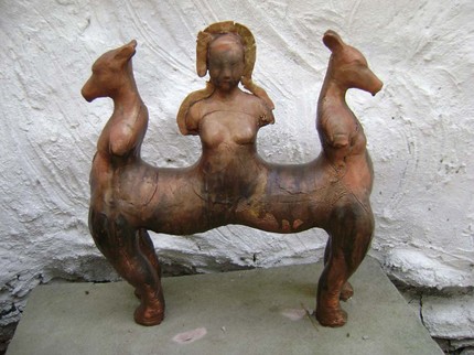 Dark Goddess ceramic art piece